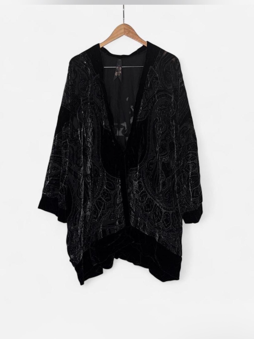 Melissa McCarthy for Seven Black cardigan kimono size 1X evening wear velvet